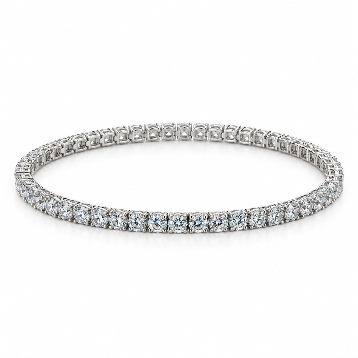 Moissanite tennis bracelet in a white metal setting